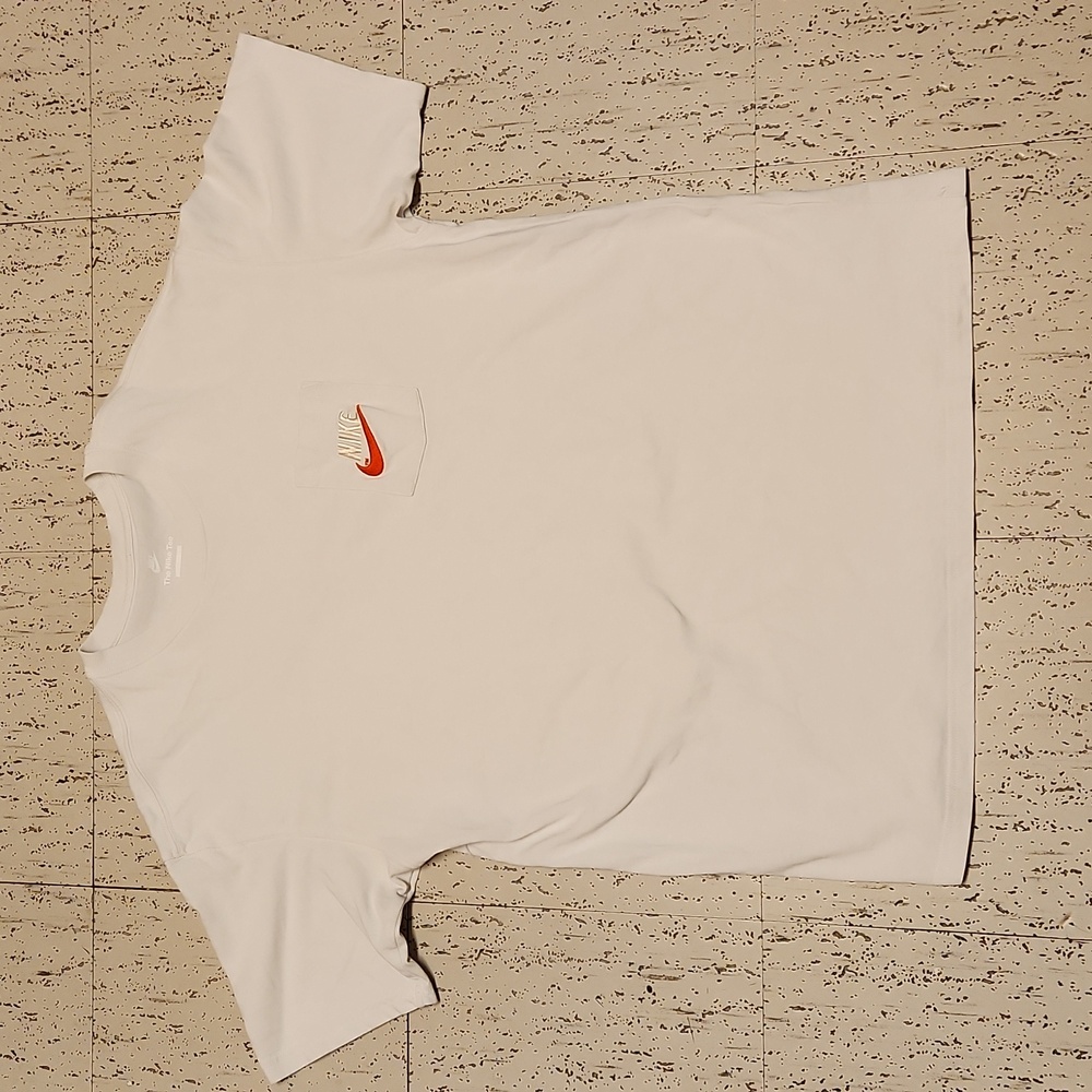 Nike Embroidered Big Logo Oversized Full Graphic Crewneck T Shirt White & Red